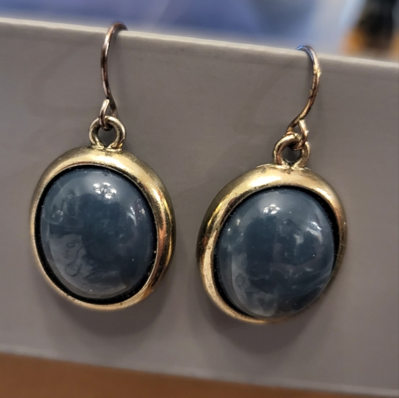 Navy and Gold Earrings - Picture 4 of 6